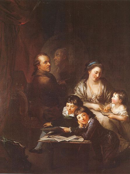 Artists family before the portrait of Johann Georg Sulzer